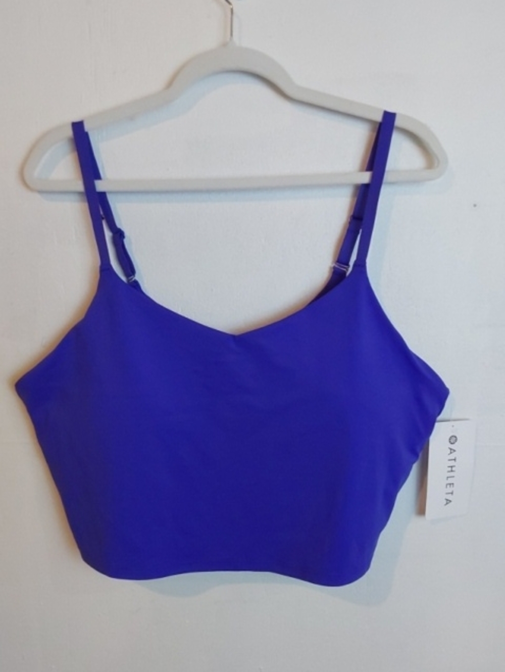 Athleta| Elation Vneck Long Line Bra Lazurite Blue Adjustable-Strap Work Out 3X